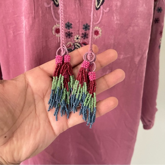 Soft Surroundings Pink Lumanaira Velvet Top XS NWT Boho oversized - Picture 3 of 8